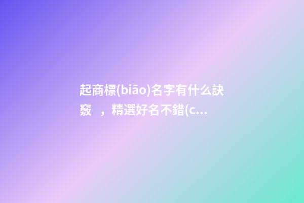 起商標(biāo)名字有什么訣竅，精選好名不錯(cuò)過！-第1張-商標(biāo)起名-玄機(jī)派